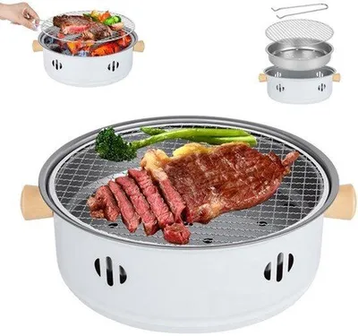 Productafbeelding van Draagbare houtskoolgrill, houtskoolgrill met antiaanbaklaag, BBQ grills, houtskoolkoker voor binnen en buiten, koken, home-party, picknick, camping