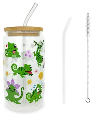 Image de Gobelet en verre avec couvercle et paille, 500 ml