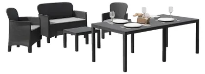 Produktbild von Domaso - Garten-Lounge-Set, Anthrazit, 4-Sitzer Lounge, 10-Sitzer Tisch