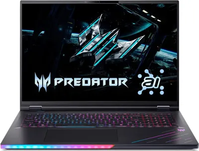 Obrázek produktu pro Herní notebook Acer 18" Predator Helios 18 AI PH18-73, WQXGA Mini LED 250Hz, procesor Intel® Core™ Ultra 9 275HX (36 MB mezipaměti, až 5,40 GHz), 64GB DDR5, 2TB SSD, GeForce RTX 5080 16GB, Windows 11 Pro, Abyssal Black