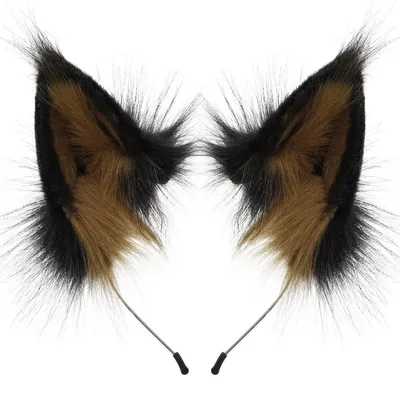 Produktbild von Fuchs Wolf Tier Ohren Stirnband Kunstpelz Haarband Cosplay Kostüm Zubehör Karneval Fasching Halloween - Farbe: Blackbrown