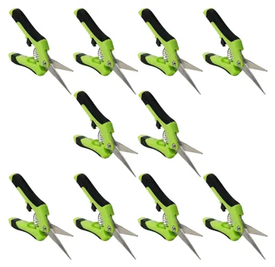 Produktbild von 10 Stück 16,5 cm Gartenscheren, Erntescheren, Blumenscheren, Trimmscheren mit Feder und Feststellgriff für Pflanzen, Blumen und Zweige