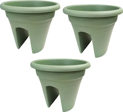 Produktbild von Balkongeländertopf Mediterran 2-fach - Ø 30 cm - Altgrün - 3 Stk