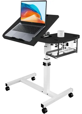 Produktbild von Verstellbare Laptop-Tisch mit Rollen und Ablagefach