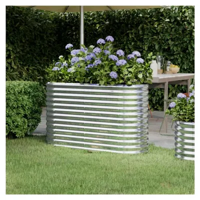 Produktbild von Garten Hochbeet aus pulverbeschichtetem Stahl 114x40x68cm Silber