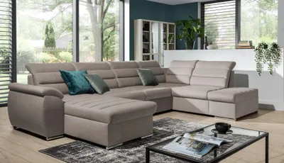 Produktbild von Couchgarnitur PASCARA U-Form mit Schlaffunktion-Sand /Otto.. Links