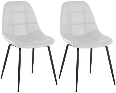 Produktbild von CLP 2er Set Stuhl Tom Kunstleder oder Stoff mit Metallgestell weiß Material Kunstleder