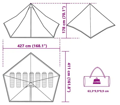 Produktbild von vidaXL Tipi-Familienzelt 7 Personen Blau Wasserdicht