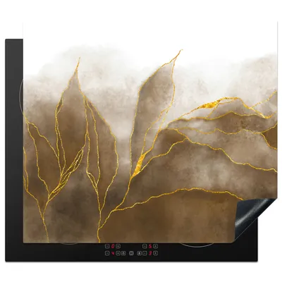 Produktbild von KitchenYeah© Herdabdeckplatte Marmor - Gold - Braun - Textur - Marmoroptik , 60x52cm, Küche Deko, Glaskeramikkochfeld Herdabdeckung, Abdeckplatte fùr Kochfeld