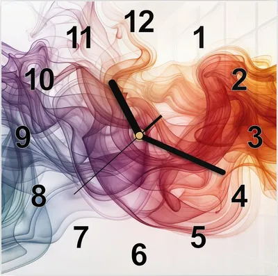 Produktbild von Wanduhr aus Glas mit Motiv Bunte Wirbel- 30 x 30 cm - inkl. Aufhängesystem