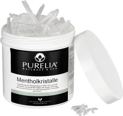 Produktbild von PURELIA Mentholkristalle 250g naturrein Menthol Kristalle für Sauna Aufguss
