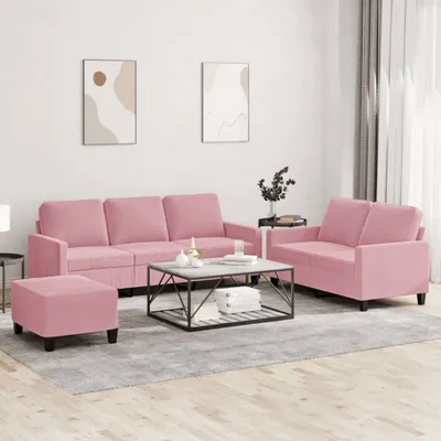 Immagine prodotto di Maison Exclusive - Set divano a 3 pezzi con cuscini in velluto rosa