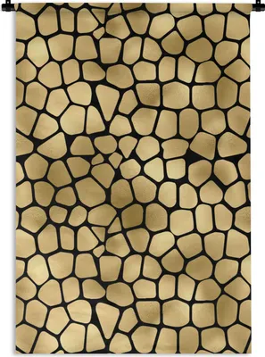 Produktbild von MuchoWow® Wandteppich Wandbehang Muster - Formen - Gold 60x90 cm Tapisserie Dekoration Wandtuch - Foto-Teppich - Abwaschbar
