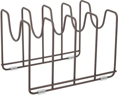 Produktbild von mDesign Geschirrständer Pfannenhalter Aufbewahrung Organizer Metall Bronze