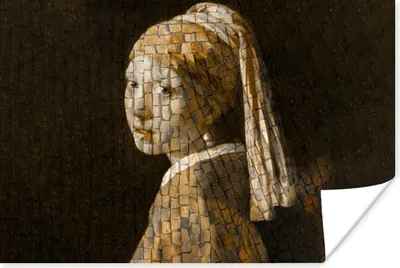 Produktbild von MuchoWow® Poster Mädchen mit Perlenohrring - Vermeer - Mosaik 120x80 cm - Bilder