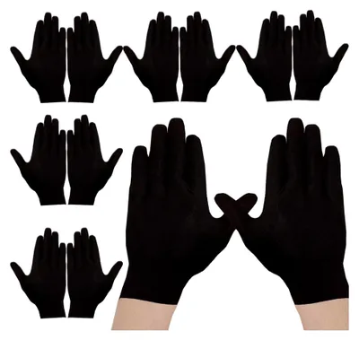 Produktbild von Schwarze Baumwollhandschuhe, weiche und feuchtigkeitsspendende Handschuhe, Sicherheitshandschuhe, dickere Baumwolle, hautfreundlich, für Schmuckinspektion, trockene Hände, 12 Stück