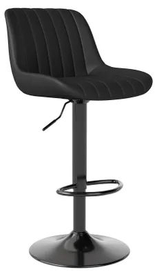 Barkrukken Set 2er, PU-Leder, drehbar, höhenverstellbar, schwarz
