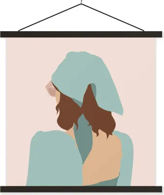 Produktbild von MuchoWow® Textilposter Sommer - Frau - Pastell 40x40 cm mit schwarzem Rahmen - Fotos