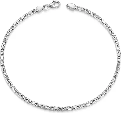 A silver bracelet on a white background.