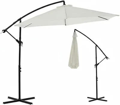 Imagen del producto de Parasol para jardín con manivela, giratorio 360°, diámetro 300 cm, color beige