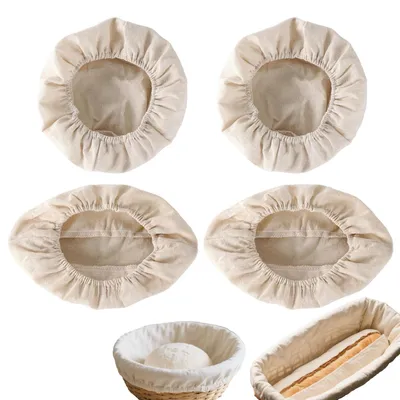 4er-Set Backleinen-Einlagen, rund & oval, 25 cm, beige