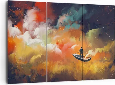 Produktbild von Bild auf Leinwand - Leinwandbild - Abstraktion Boot - 165x110cm - Wand Bild - Wanddeko - Leinwanddruck - Bilder - Kunstdruck - Wanddekoration - Leinwand bilder - Wandkunst - CE165x110-3803