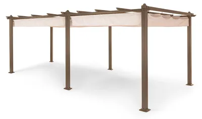 Produktbild von Blumfeldt Pavillon 3x6m, Rostfreier Metall-Pavillon mit Einziehbarem Dach, Pavillon Wasserdicht, Stabil & Winterfest, Langlebige Pergola Freistehend, Gartenpavillon mit UV-Schutz & Aluminium-Rahmen