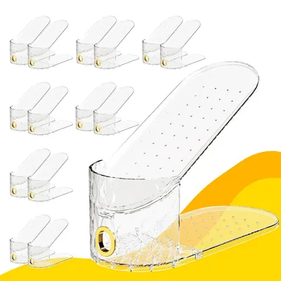 15er-Set verstellbare transparente Schuhfächer, platzsparend, stapelbar