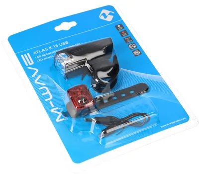 Produktbild von M-Wave Atlas K 15 Akkulampen-Set Fahrrad Beleuchtung LED Fahrradlicht StVZO USB verkehrssicher