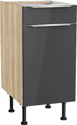 Produktbild von Optifit Unterschrank mit Schublade und Drehtür Linus984 BxTxH 40 x 58,4 x 87 cm anthrazit glänzend zerlegt Anschlag reve