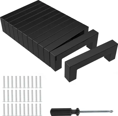 Produktbild von Schwarze Türgriffe Küchen - 12 Stück - 96 mm Bohrabstand