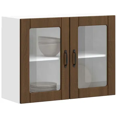 Produktbild von vidaXL Küchen-Hängeschrank mit Glastür Lucca Braun Eichen-Optik