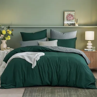 Imagen del producto de Juego de ropa de cama reversible con funda de edredón de 200 x 200 cm y 2 fundas de almohada de 80 x 80 cm, de microfibra