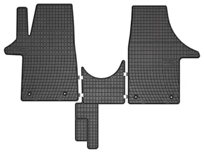 Productafbeelding van Rubberen automatten voor Volkswagen Transporter T7 vanaf 2024 (bestelwagen) – 3-delig, zwart, op maat – Wielganizator SolidPRO