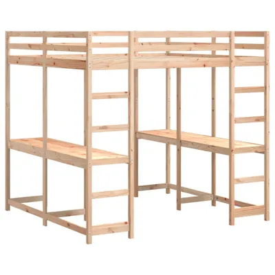 Immagine prodotto di Letto Soppalco con Scrivania e Scala 140x200 cm Massello Pino