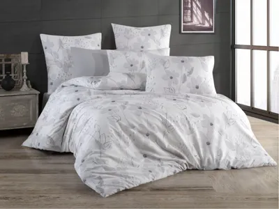 Obrázok produktu pre Predĺžená krepová posteľná bielizeň 140 x 220, 70 x 90 cm Romance grey