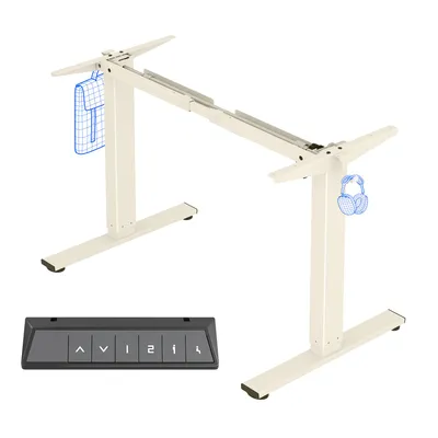 Produktbild von FlexiSpot EN1 Höhenverstellbarer Schreibtisch Gestell mit 2 Haken und Höhenmemory-Funktion&LED-Höhenanzeige, Elektrisch Tischbeine Mousseweiß
