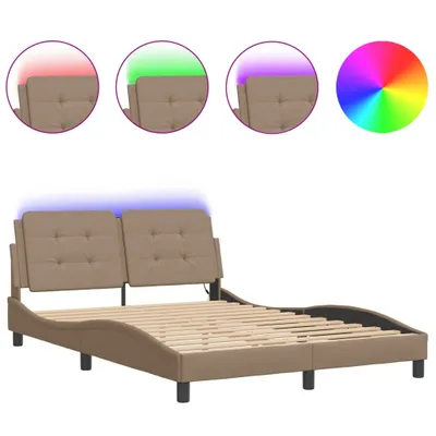 Obrázek produktu pro vidaXL Rám postele s LED bez matrace "Zadar" cappuccino-hnědý 140x190 cm