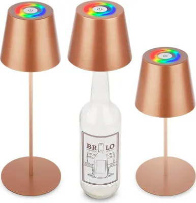 Produktbild von 3 in 1 LED Tischlampe Akku USB Aufladbar RGBW Kabellos Flaschenaufsatz Bronze