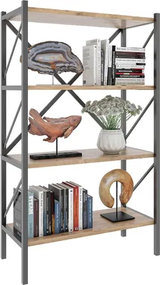 Produktbild von Holz Metall Aufbewahrung Stand Regal Bücherregal Deko Bücher Standregal Insasi 4