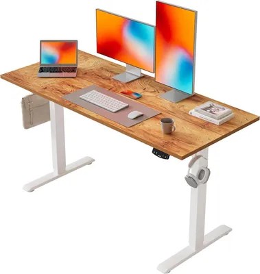 Immagine prodotto di Scrivania regolabile in altezza 120 x 60 cm Scrivania ergonomica elettrica Marrone chiaro