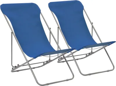 Produktbild von Klappbare Strandstühle 2 Stk. Stahl und Oxford-Gewebe Blau