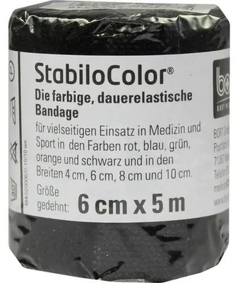 Zdjęcie produktu dla Bort StabiloColor bandaże elastyczne w różnych kolorach i szerokościach: 6 cm / czarny Szerokość: 6 cm Kolor: czarny