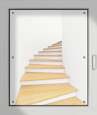 Produktbild von Wallario Lichtschutzbild, Dekorativer Sichtschutz Sonnenschutz 76 x 93 cm mit Motiv: Wendeltreppe aus hellem Holz - Verdunklung ohne Bohren