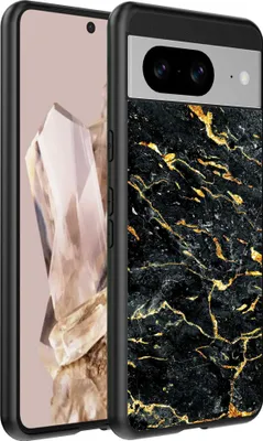 Produktbild von Fit für Google Pixel 8 Pro Telefon Fall mit Schwarz-Gold-Marmor-Druck - TPU Backcover Fall Schwarz-Gold-Marmor-Design - Schwarz-Gold - Smartphonica