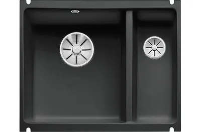 Zdjęcie produktu dla BLANCO SUBLINE 350/150-U zlewozmywak podblatowy / ceramiczny / czarny / komora główna lewa / korek