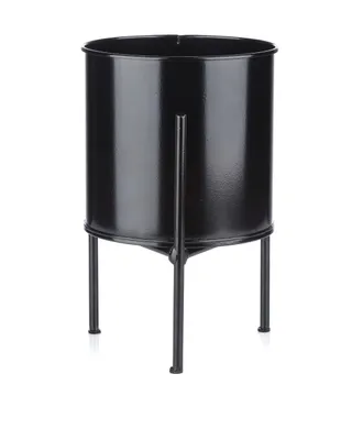 Image de Howhomely Pot de fleurs en métal avec support de fleurs dreiebe autour de 24 cm sol noir