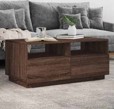 Immagine prodotto di Maison Exclusive - Tavolino con luci LED effetto rovere marrone 90x49x40 cm