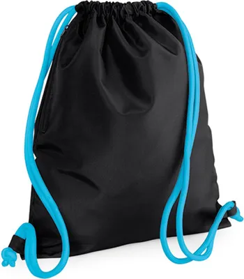 Produktbild von BagBase BG110 | Icon Drawstring Backpack / 40 x 48 cm - Farbe: Black/Surf Blue - Größe: 40 x 48 cm