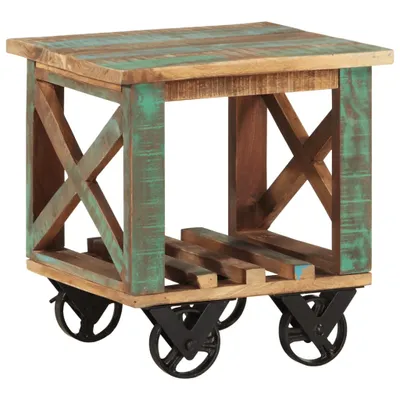 Produktbild von Beistelltisch mit Rädern 40x40x42 cm Altholz Massiv